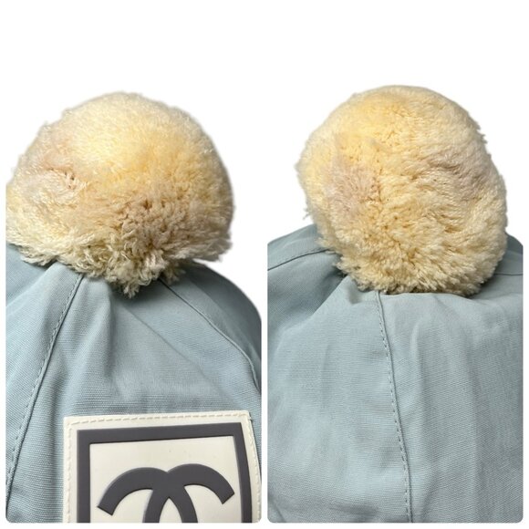 CHANEL Sport Vintage Coco Mark Logo Knit Beanie Winter Ski Hat #M Blue [105001] - Picture 12 of 13